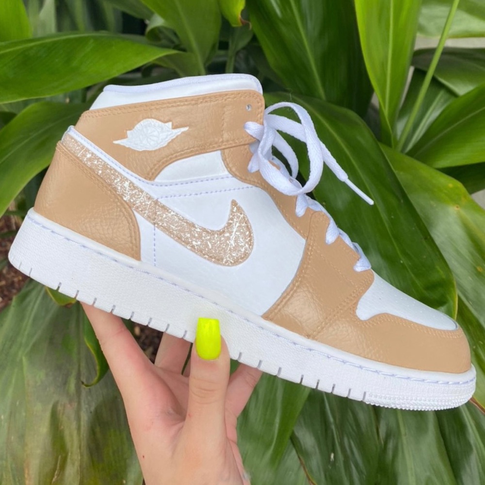Tan Splatter Design Air Jordan 1 Mids